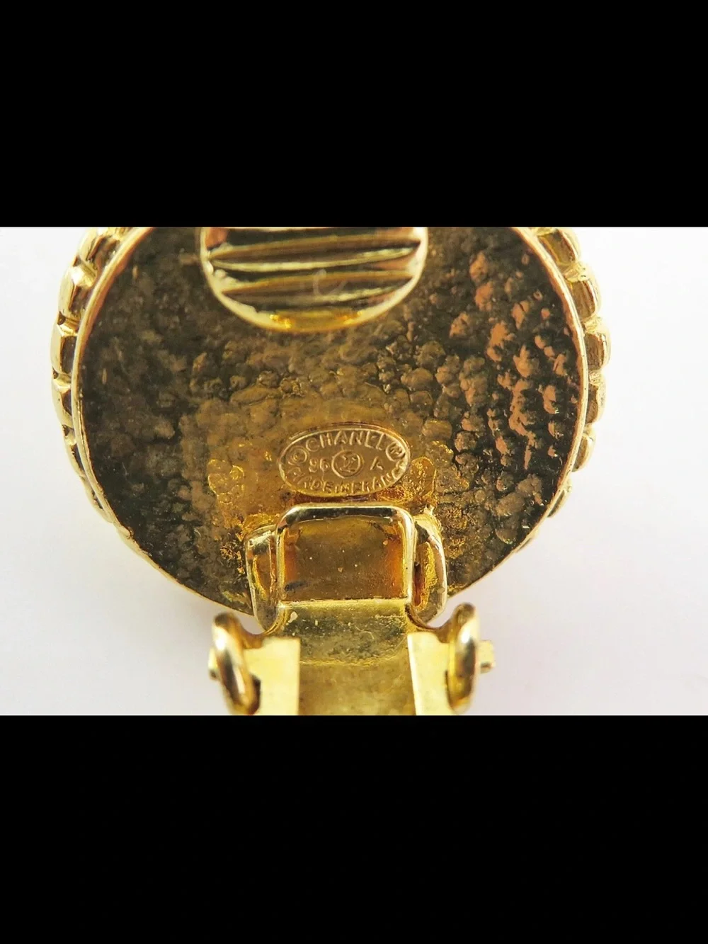 CHANEL Gold-Tone Clip-On Earrings with Pearlescent Cabochons